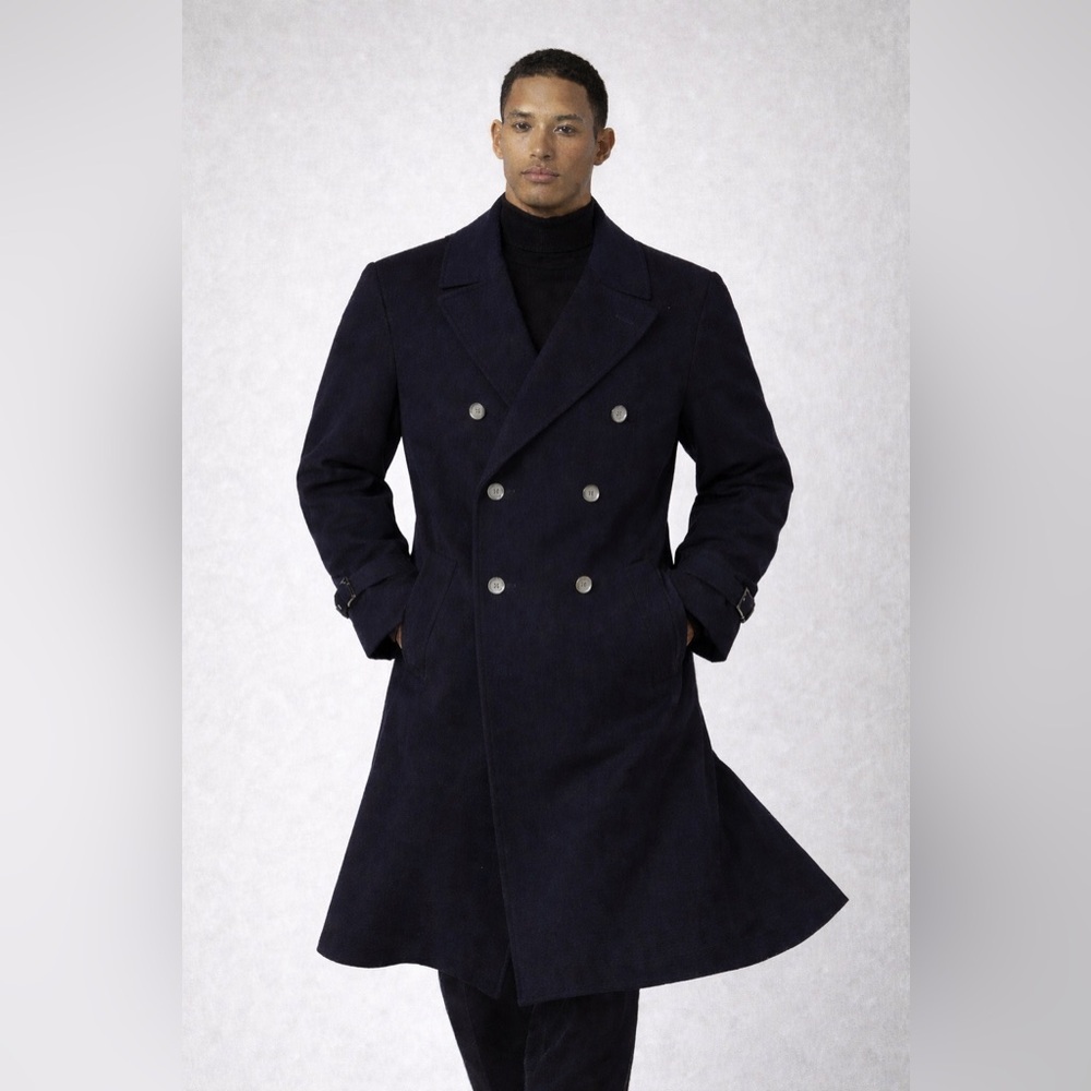 Vintage Ralph Lauren Navy Blue Double Breasted Coat, 42l
